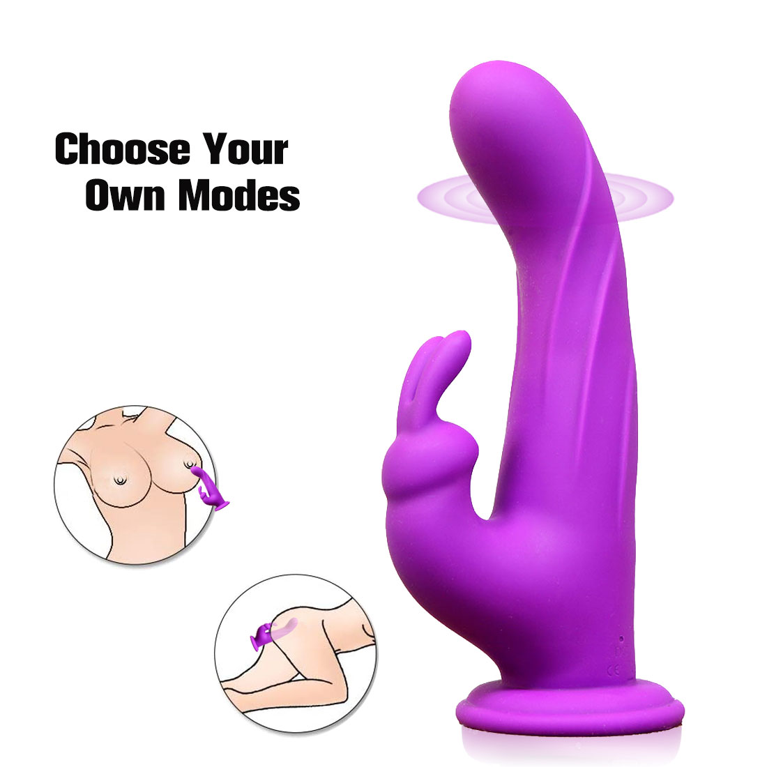 Thỏ Mới Thủ Dâm Máy Rung Kích Thích Điểm G Liquid Silicone Massage 2 Đầu Máy Rung